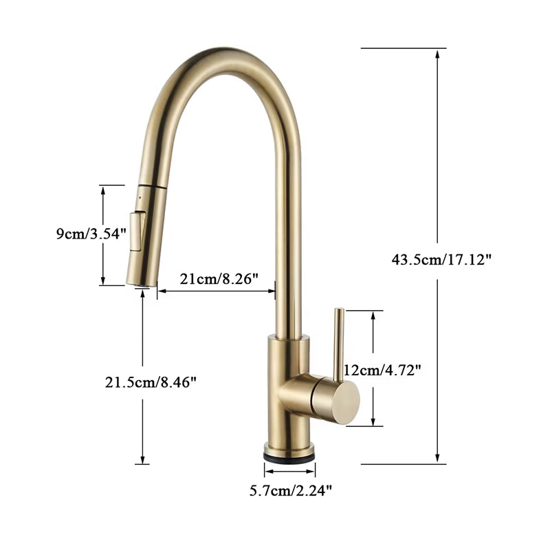 Nickle Gold Kitchen Faucets Stainless Steel Pull down Stream Sprayer Deck Mount Water Sink Taps Black Brushed