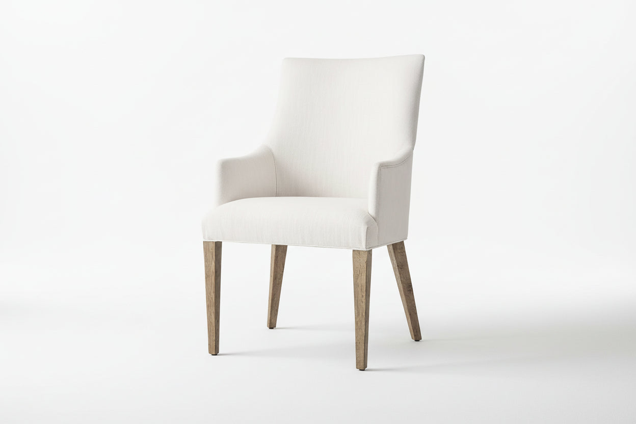 Contemporary White Fabric Wooden Frame Dining Chair Upholstered Solid Dining Chair