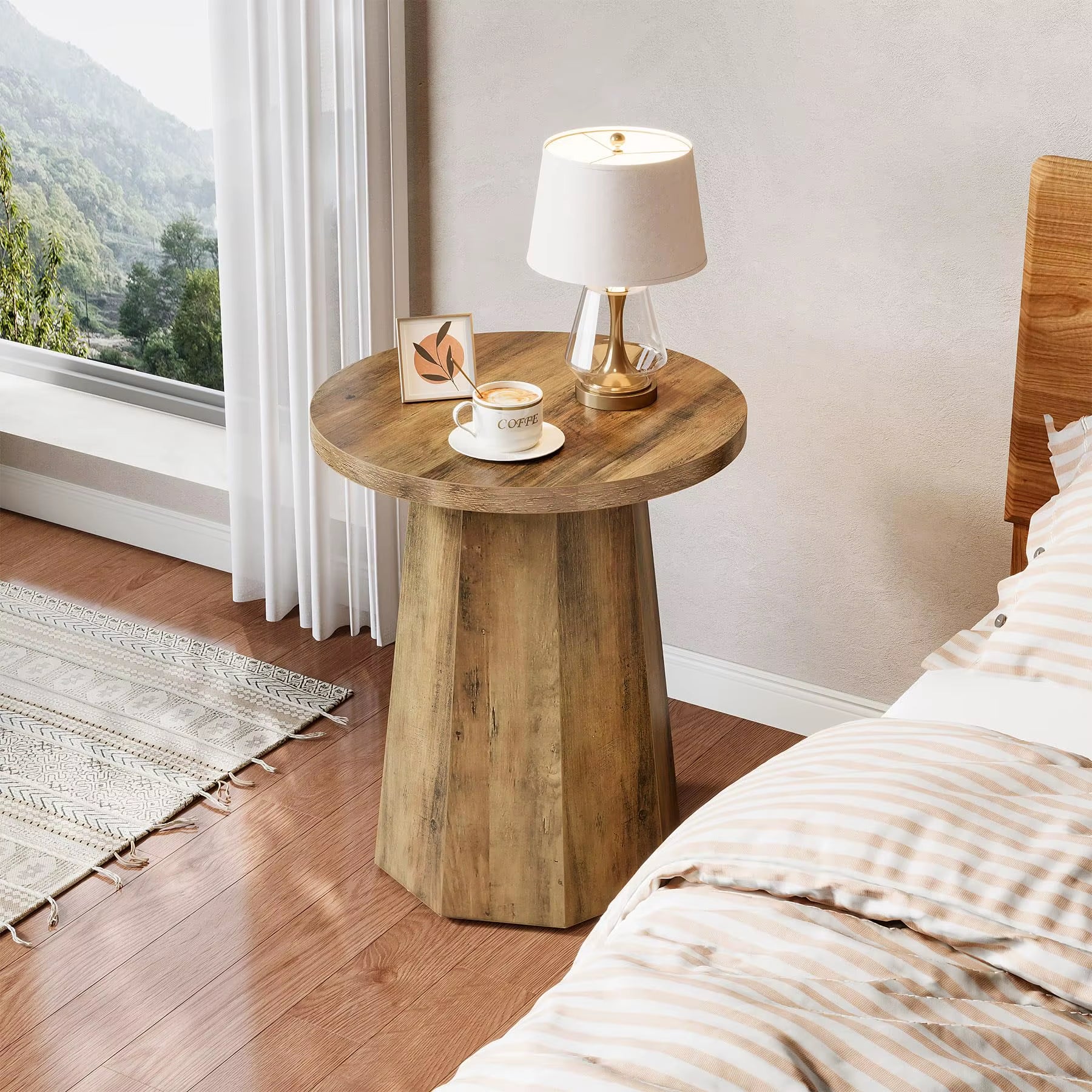 Factory Wholesale Hot Selling Modern Design Small round Wooden Side Table End Table for Home Perfect Living Room Furniture