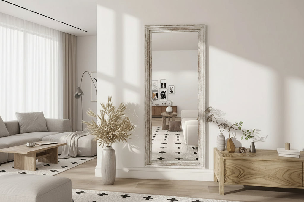 Customized Wholesale Full Length Carved Grand Wooden Movable Frame Wood Mirror