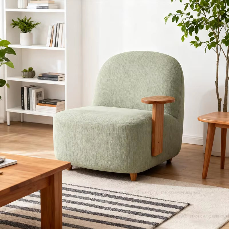 Nordic Design Modern Luxury Upholstered Green Single Sofa Relaxing Leisure Living Room Accent Chair with Side Table