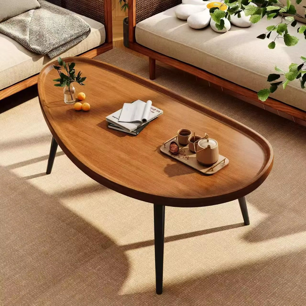 Small Modern Oval Mango Wood Coffee Table Light Luxury Simple Personality Home Furniture for Living Room for Tea & Coffee