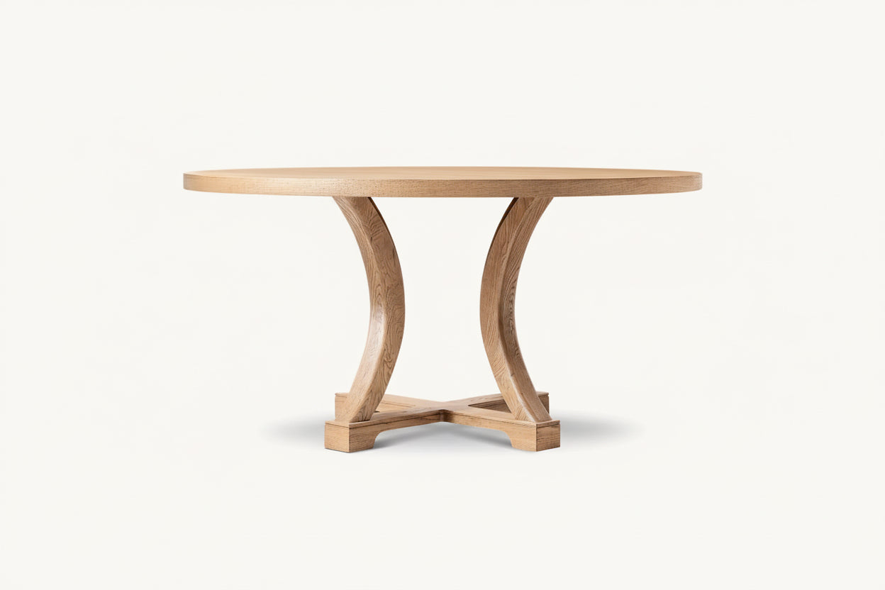 Modern House Custom Indoor Furniture Solid Wood with Oak Veneers Dining Room round Table