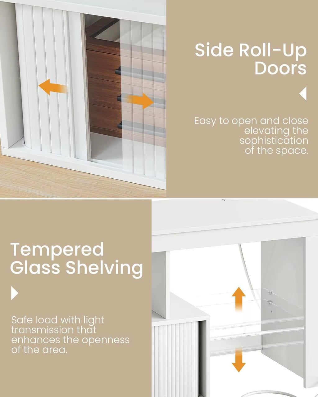 Modern Wooden TV Stand Adjustable Features Power Outlet LED Light Strip Storage for 55-59 Inch Tvs-Living Room