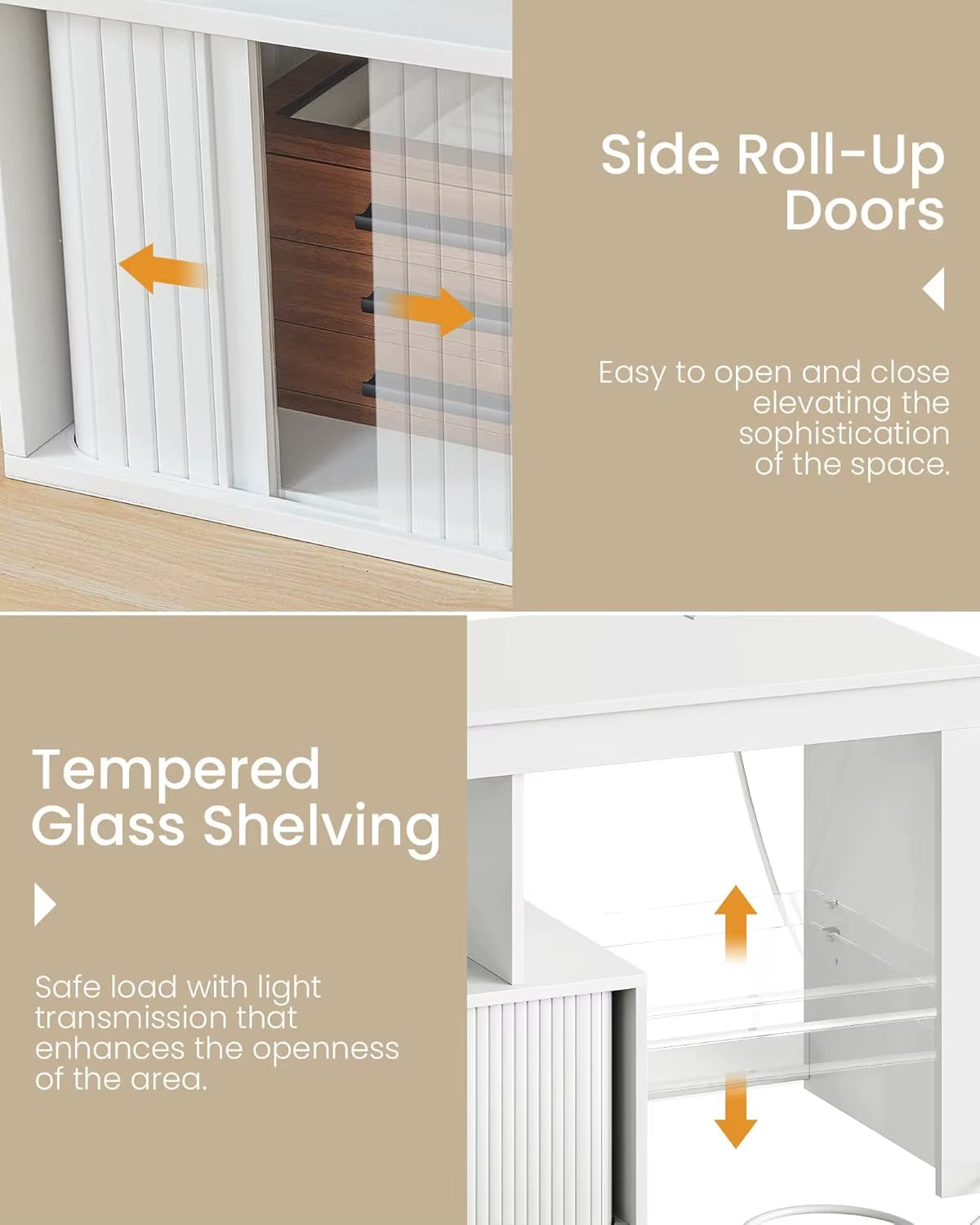 Modern Wooden TV Stand Adjustable Features Power Outlet LED Light Strip Storage for 55-59 Inch Tvs-Living Room