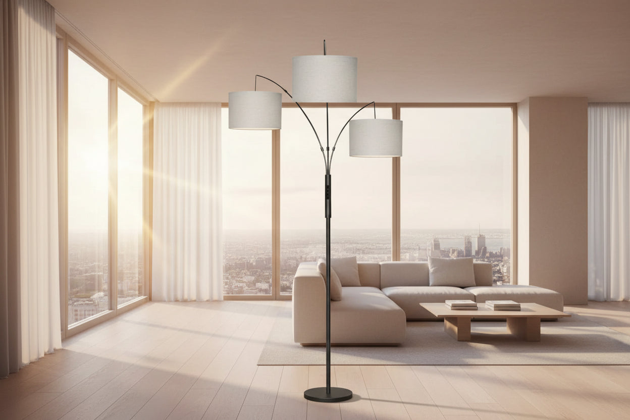 Direct Supply Three-Head Split Control Vertical LED Floor Lamp for Living Room and Bedroom Fishing Light Carpet Atmosphere