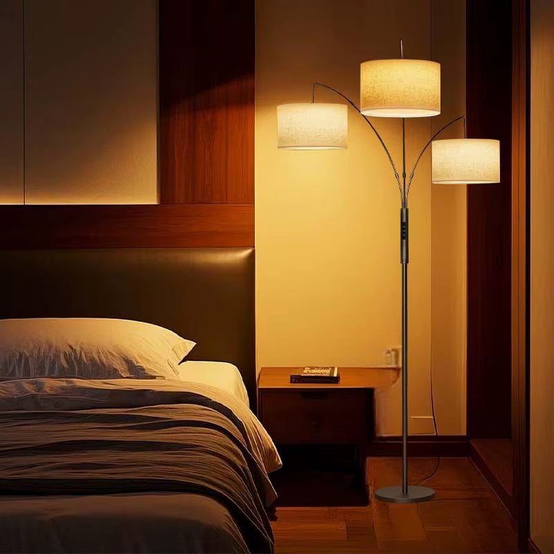 Direct Supply Three-Head Split Control Vertical LED Floor Lamp for Living Room and Bedroom Fishing Light Carpet Atmosphere