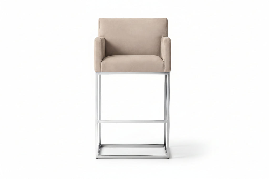 Luxury Dining Room Furniture Metal Frame Counter Stool Track Armrest Leather Bar Chair