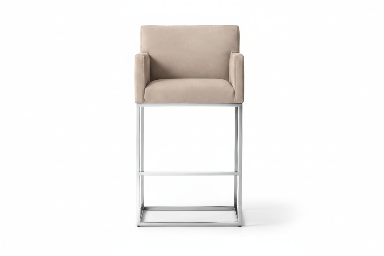 Luxury Dining Room Furniture Metal Frame Counter Stool Track Armrest Leather Bar Chair