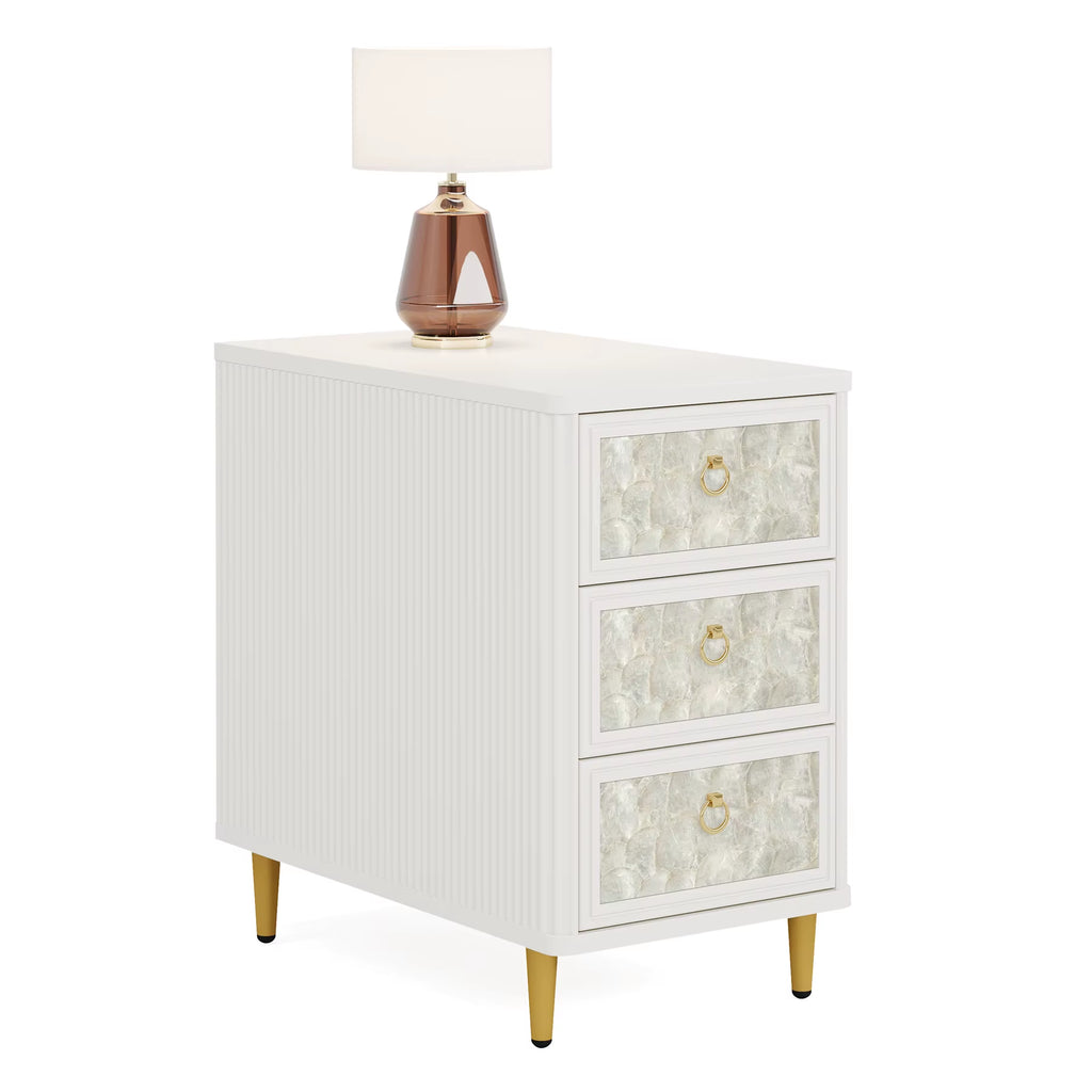 2024 New Nightstand with 3 Drawers 23.6" H Modern White Bedside Table with Night Stand Bed Side Table for Bedroom