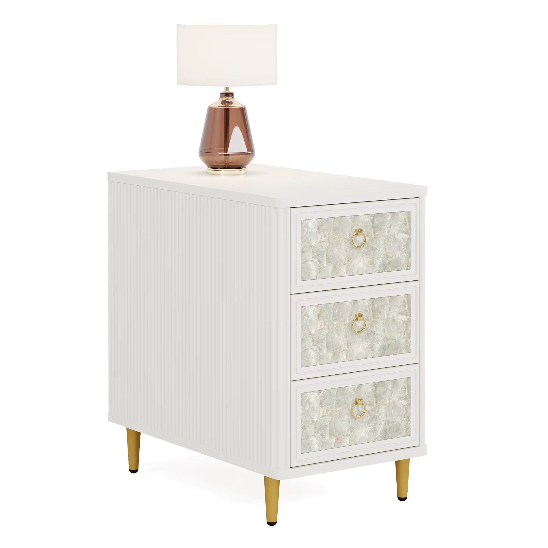 2024 New Nightstand with 3 Drawers 23.6" H Modern White Bedside Table with Night Stand Bed Side Table for Bedroom