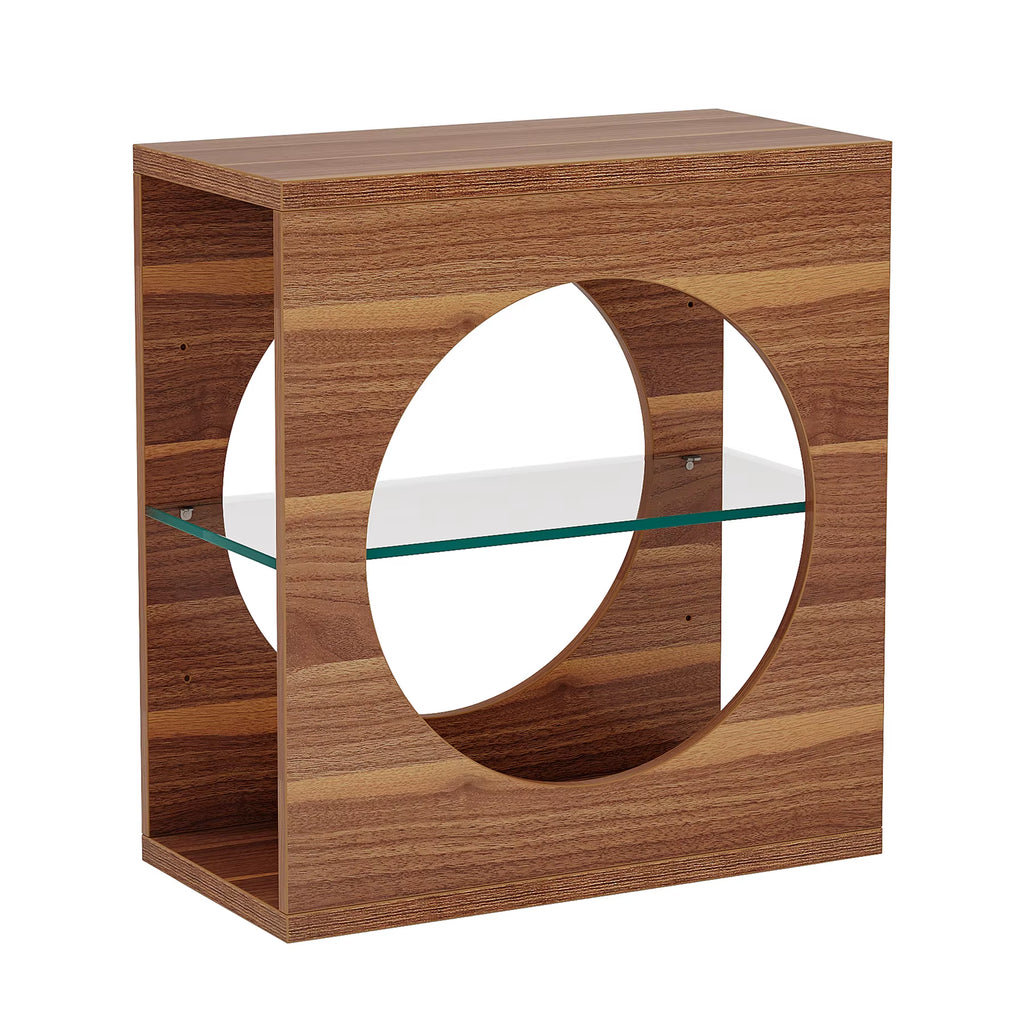 Tribesignss Modern End Table Living Room, 3-Tier Skinny Narrow Sofa Side Table with Adjustable Tempered Glass Storage Shelf