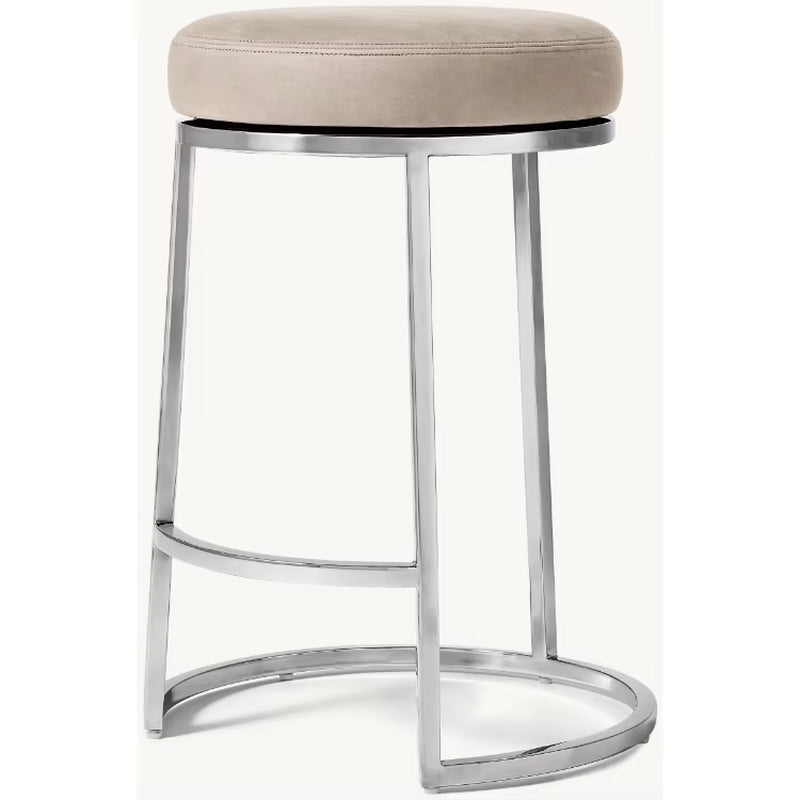 Bar Stool High Chair with round Pad Kitchen Stool with Footstool Swivel Leather Bar & Counter Stool