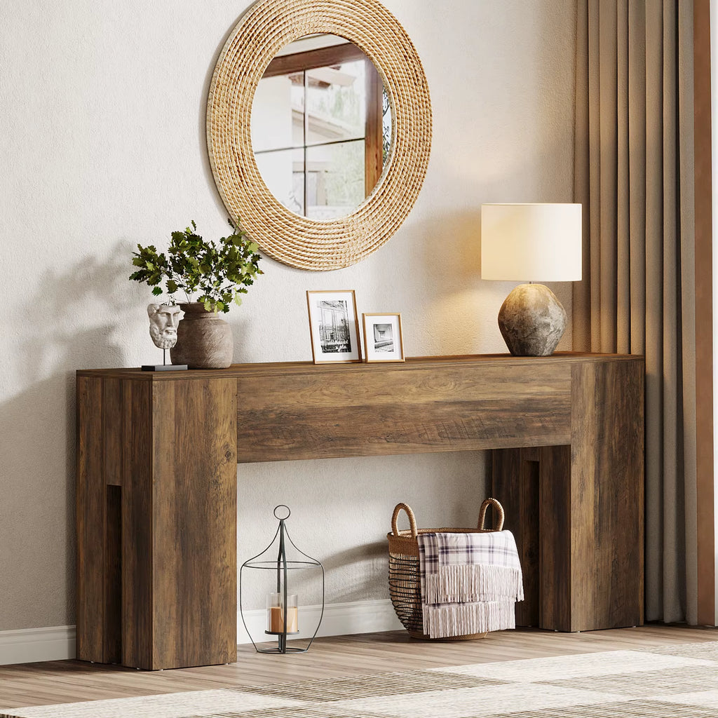 Bien Elegant Modern Console Table with Drum Effect Legs Elegant Long Entryway or Wall Table for Home Office or Apartment