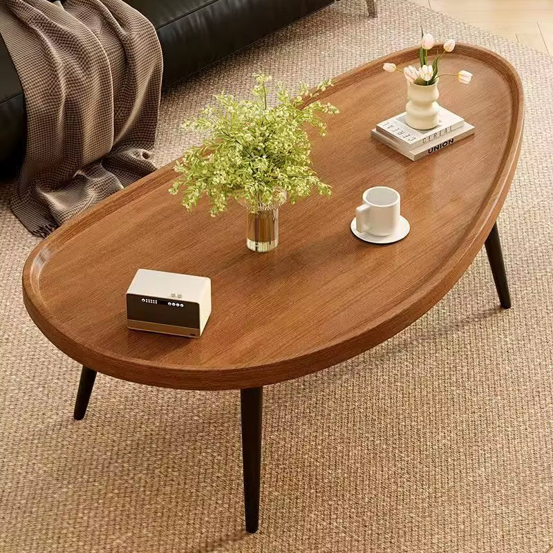 Small Modern Oval Mango Wood Coffee Table Light Luxury Simple Personality Home Furniture for Living Room for Tea & Coffee