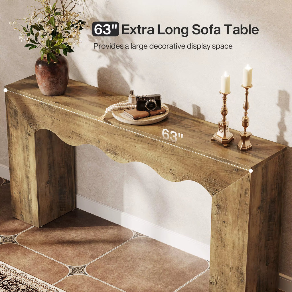 Rustic Wood Console Table Natural Wood Inspired Design Handmade Unique Entryway Decor Bespoke Solid Wood Furniture Gift