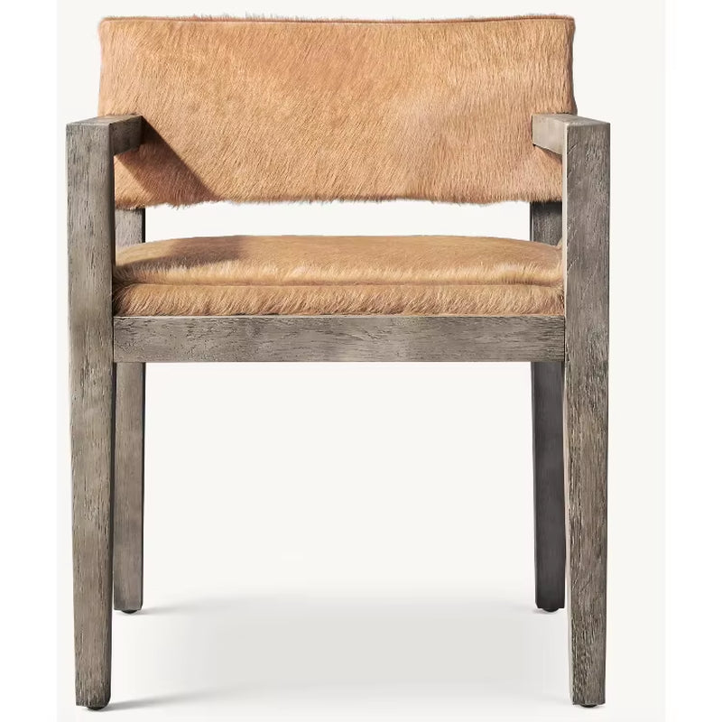 Hair-On-Hide Dining Armchair Restaurant Furniture Dining Chair Armchair Hotel Customizable Furniture Factory Direct Sales