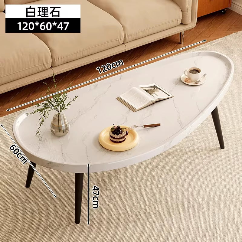 Small Modern Oval Mango Wood Coffee Table Light Luxury Simple Personality Home Furniture for Living Room for Tea & Coffee