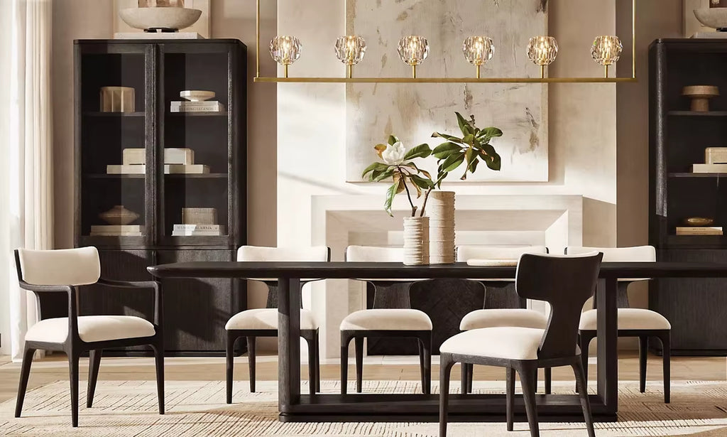 New Style Indoor Furniture Solid Wood Frame Fabric Seat Surface Dining Side Chair