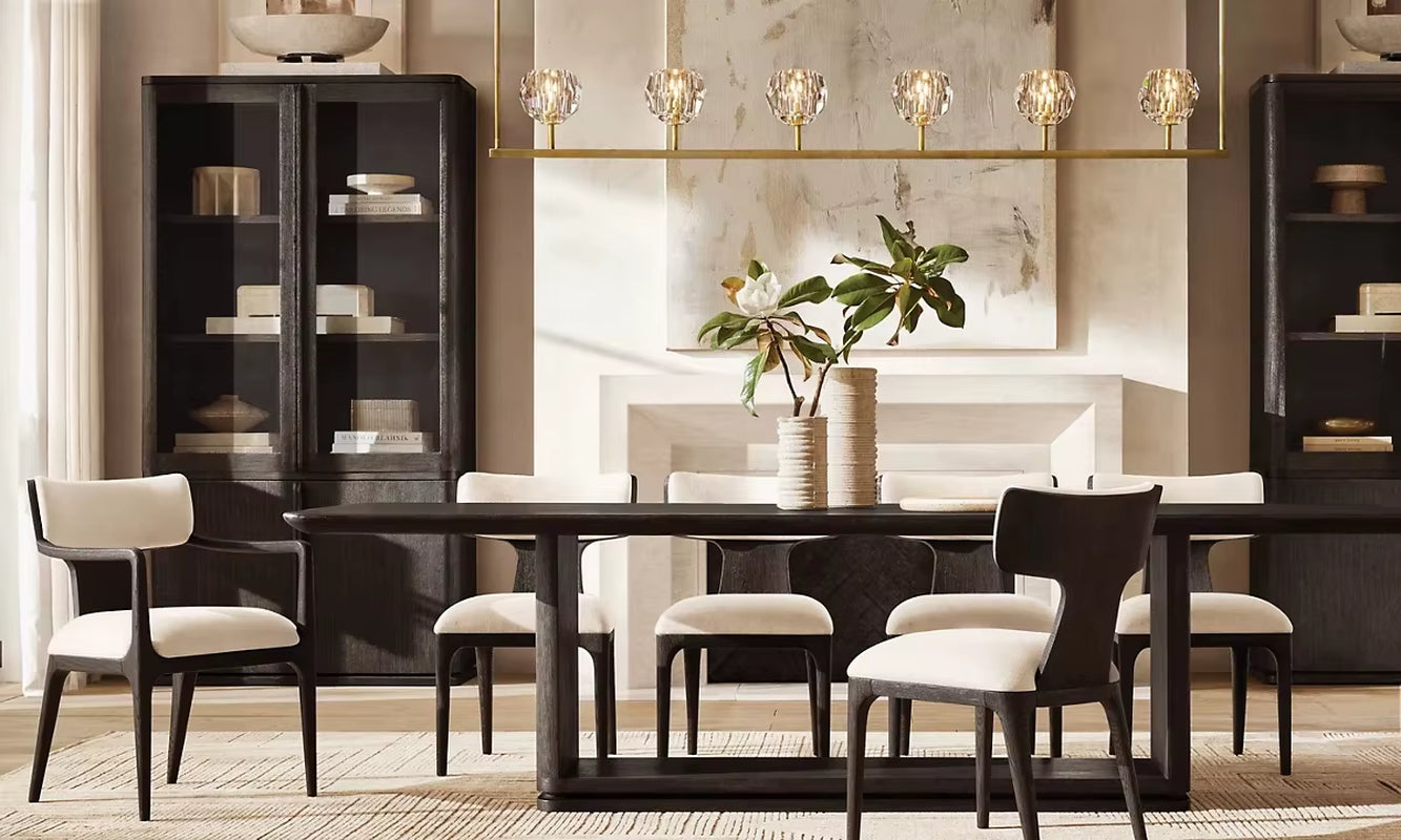 New Style Indoor Furniture Solid Wood Frame Fabric Seat Surface Dining Side Chair