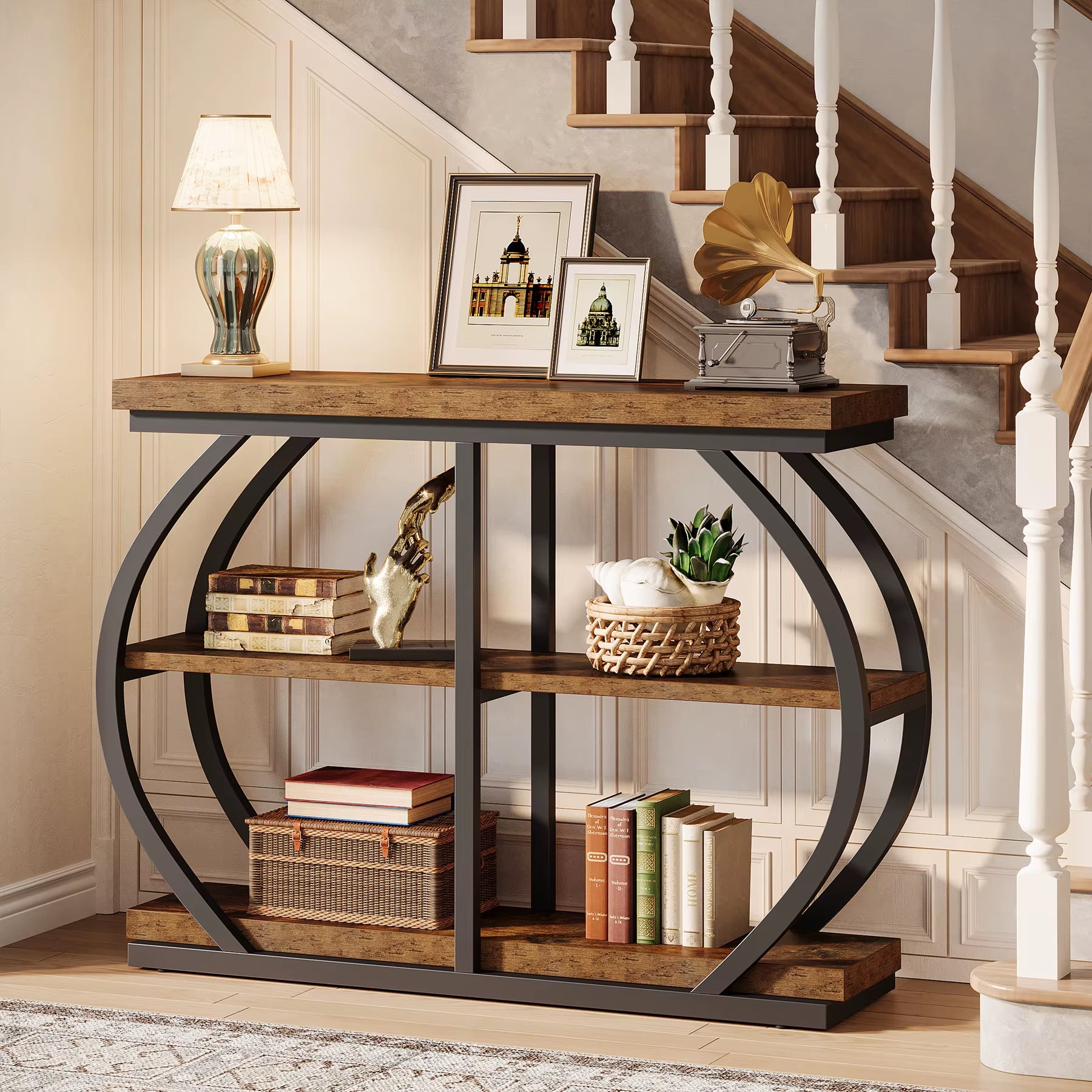 3-Tier Industrial Console Table Entryway Sofa Couch Furniture Living Room Hallway Entrance Storage Coffee Tables
