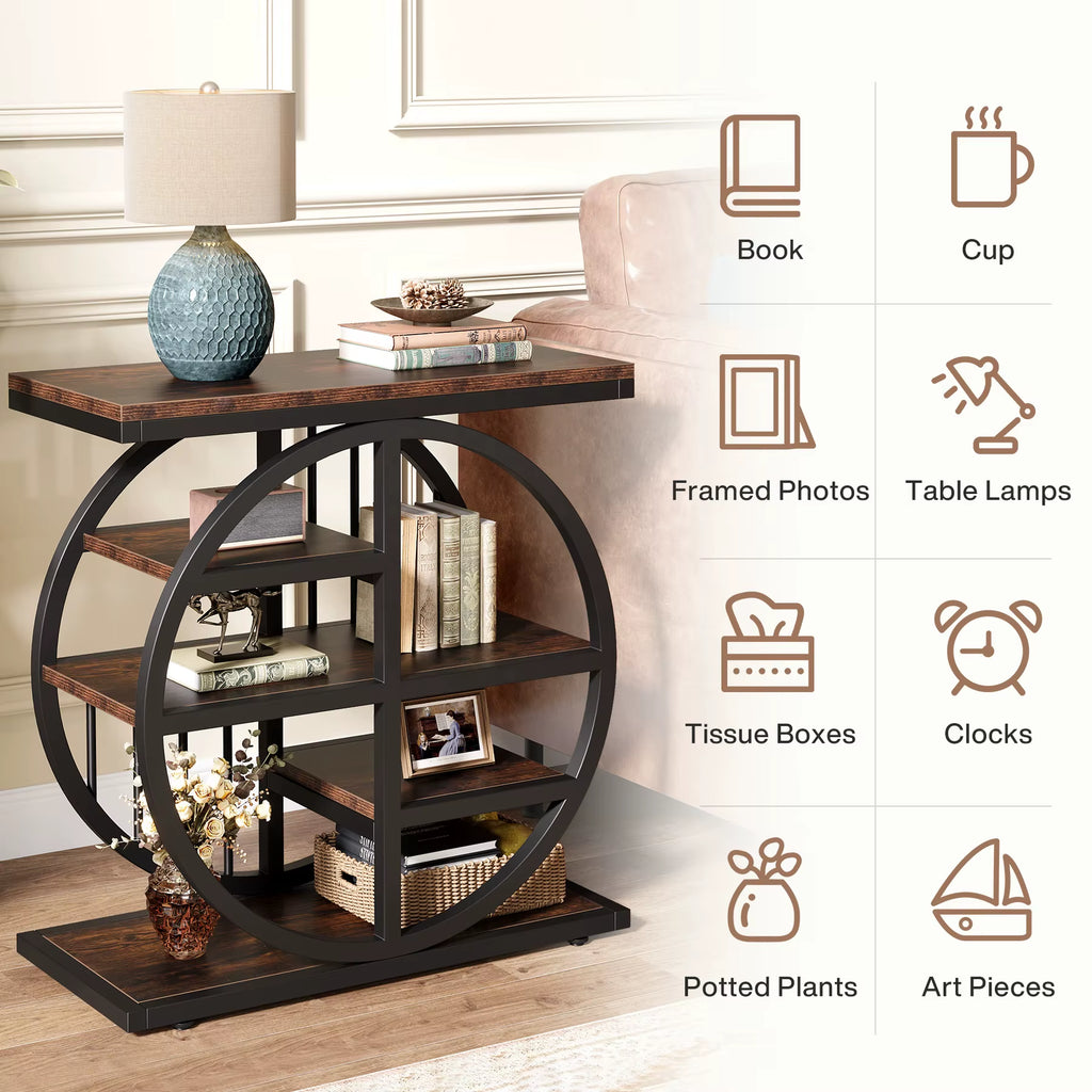 Tribesigns End Table for Living Room Wood Side Table with Black Metal Frames Industrial Nightstand Bedside Table