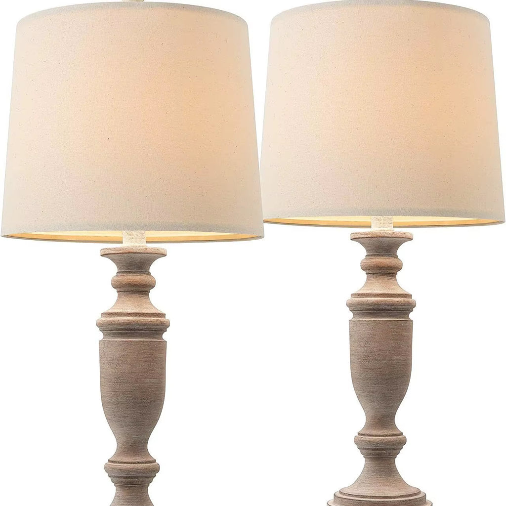 Antique Gray Linen Lampshade Retro Table Lamp for Living Room Bedroom or Bedside Modern Design Style for Reading