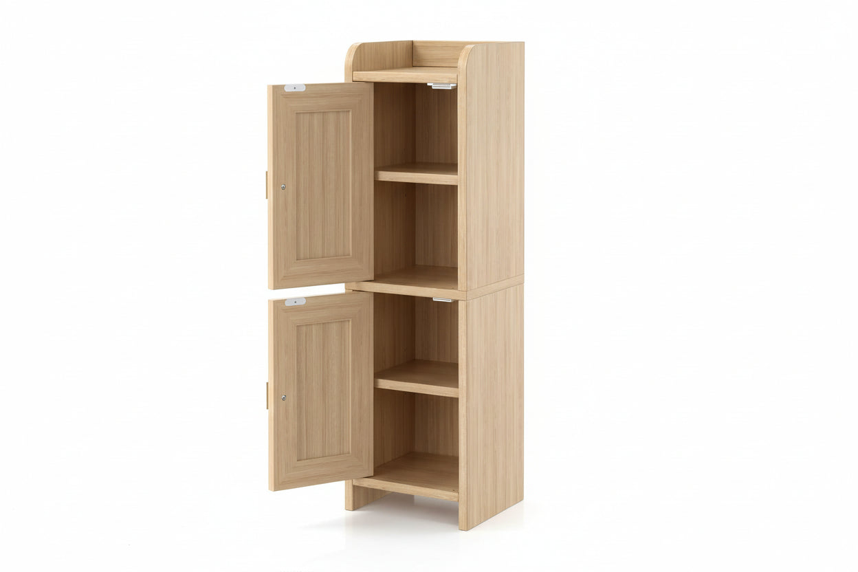 Natural Oak Wooden Bathroom Furniture Small 2-Door Narrow Toilet Paper Storage Organizer Outdoor Suitable Bathroom Cabinet