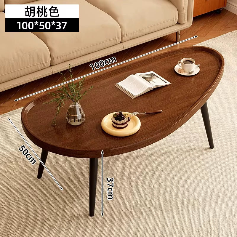 Small Modern Oval Mango Wood Coffee Table Light Luxury Simple Personality Home Furniture for Living Room for Tea & Coffee