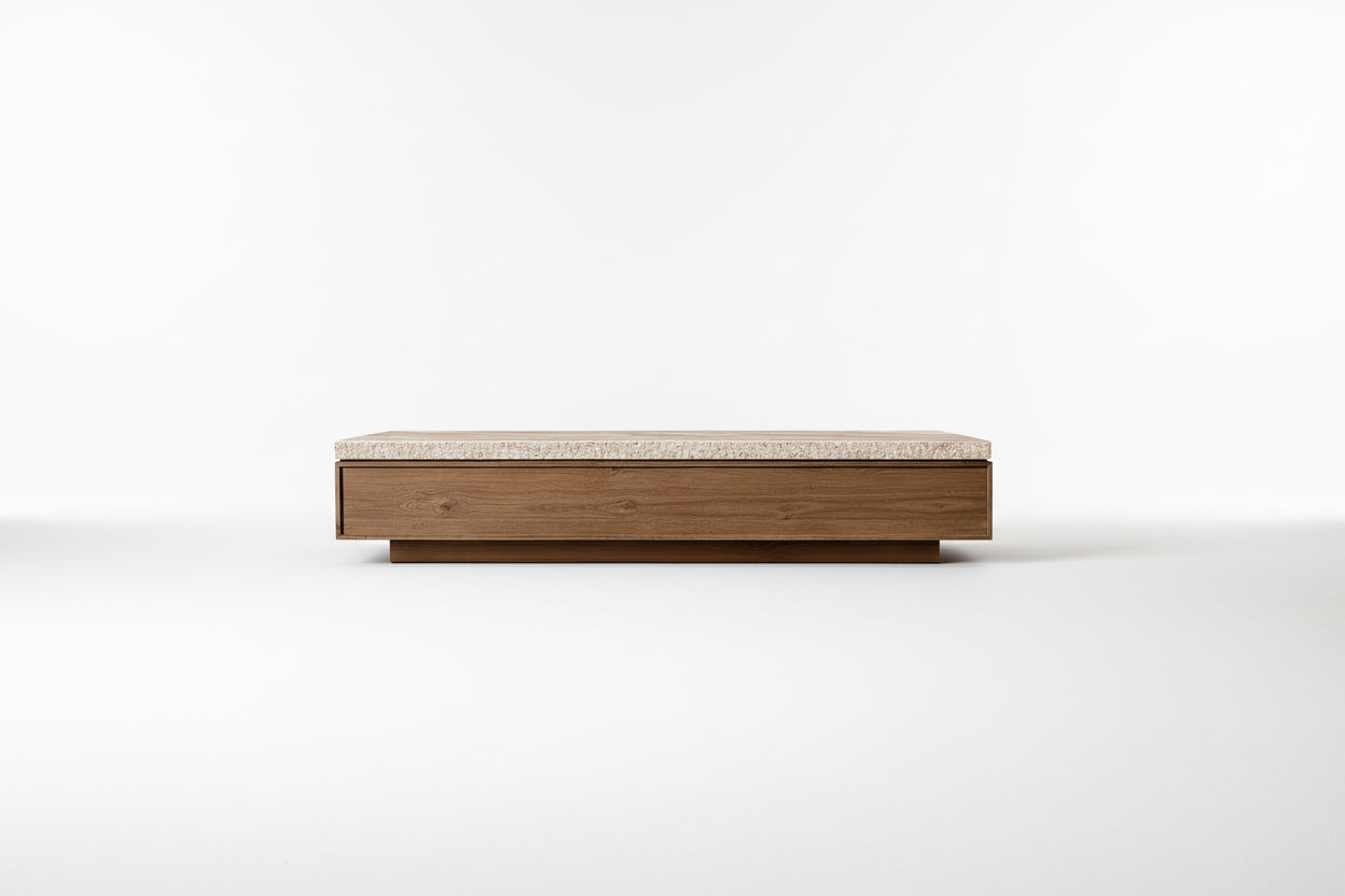 Wholesale Nordic Modern Wooden Indoor Decor Furniture Living Room Travertine Slab Rectangular Coffee Table