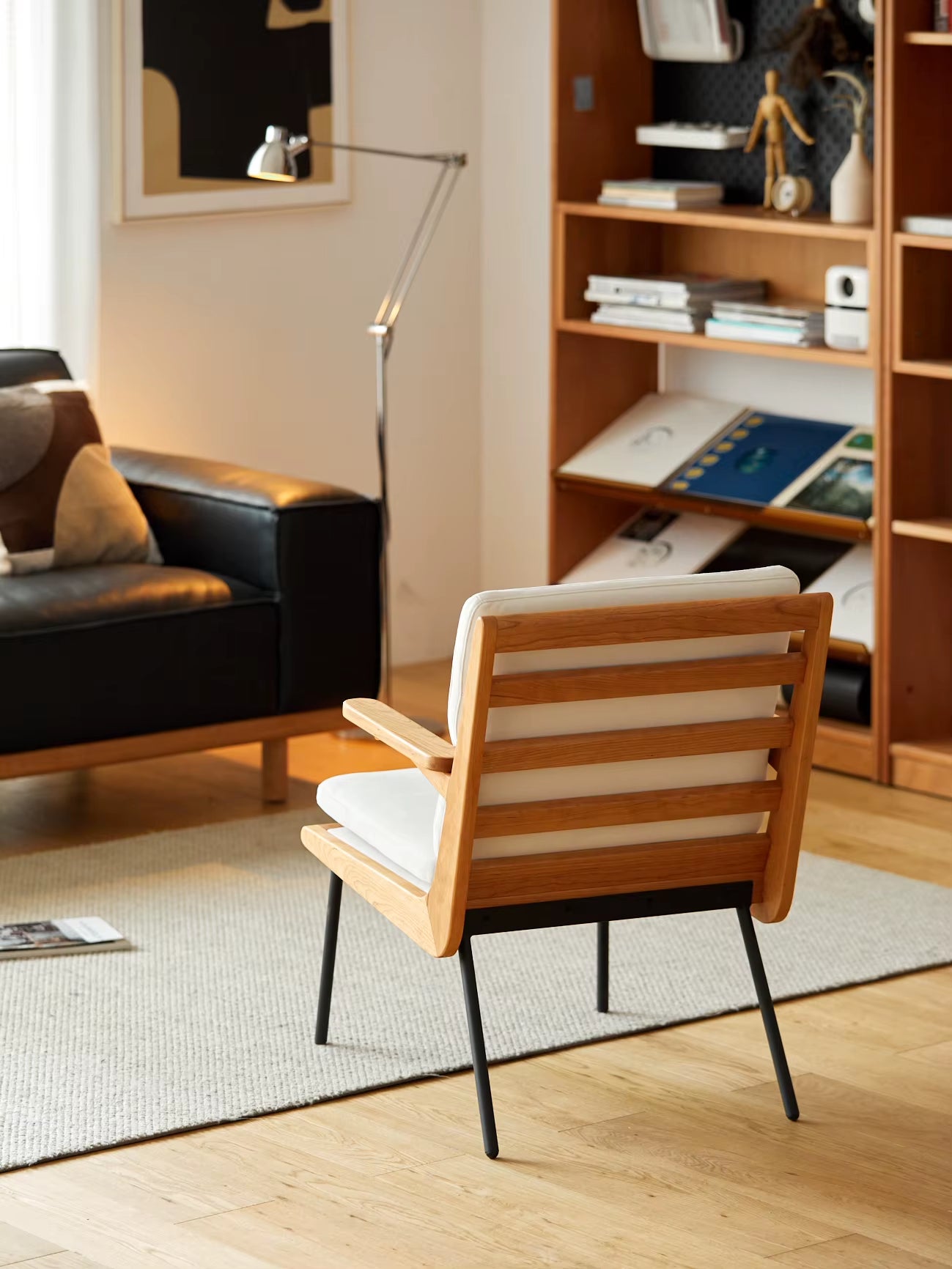 Half House Modern Lightweight Solid Wood Sofa Chair for Living Room Apartment & Hotel Use-Comfortable Luxury Leisure Furniture