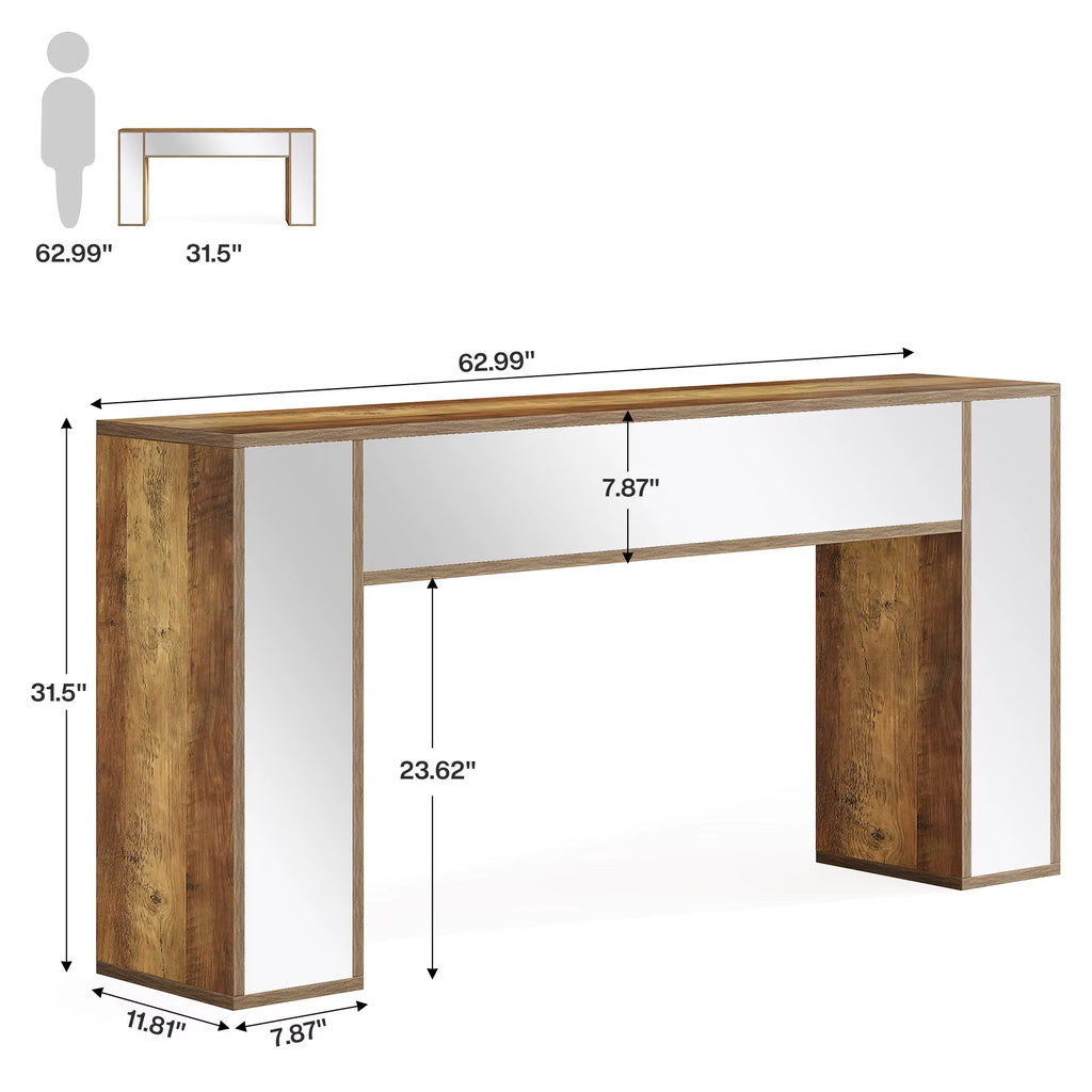 Modern Entryway Console Table with Mirrored Finish and Storage Features for Villa Hotel Living Room Bedroom Farmhouse