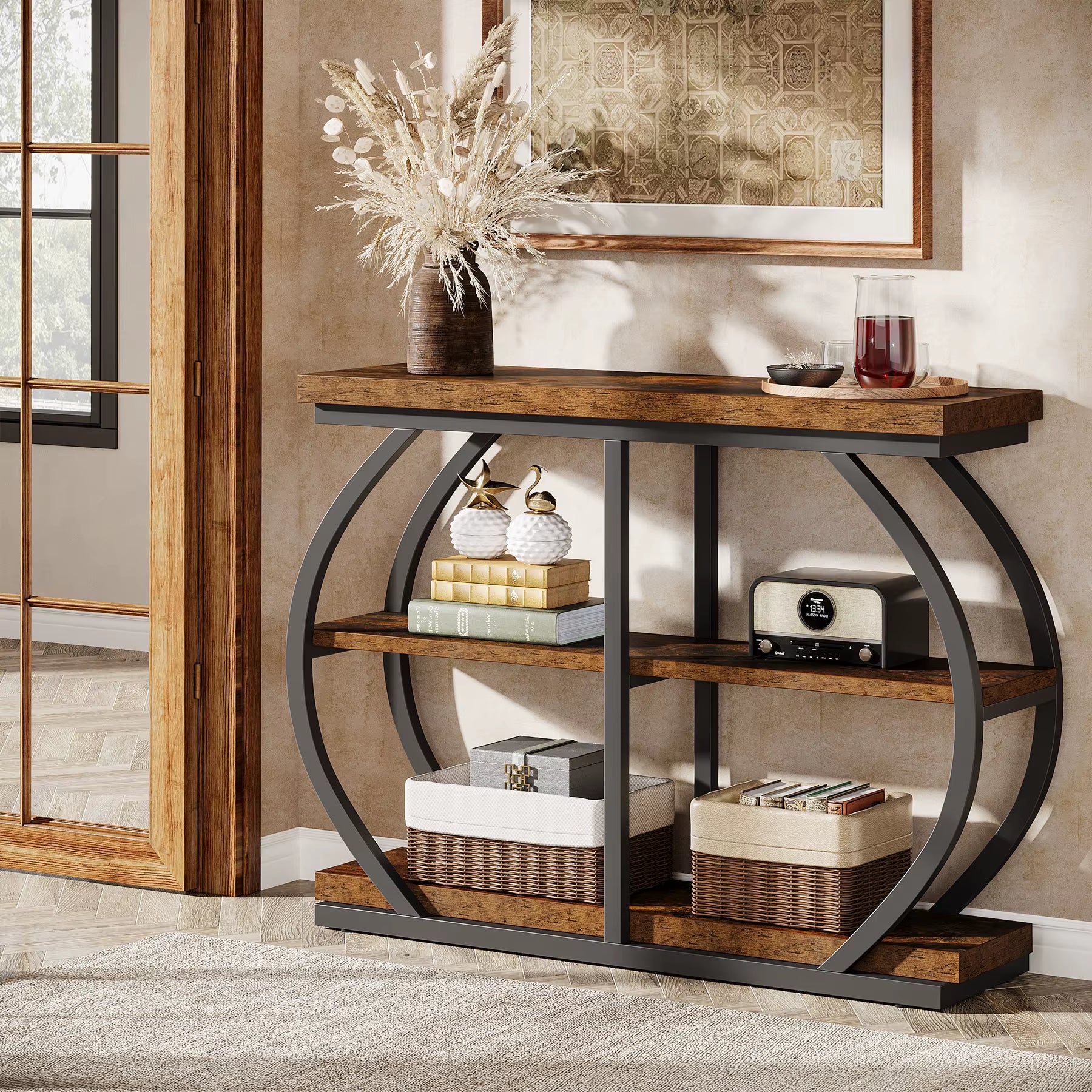 3-Tier Industrial Console Table Entryway Sofa Couch Furniture Living Room Hallway Entrance Storage Coffee Tables