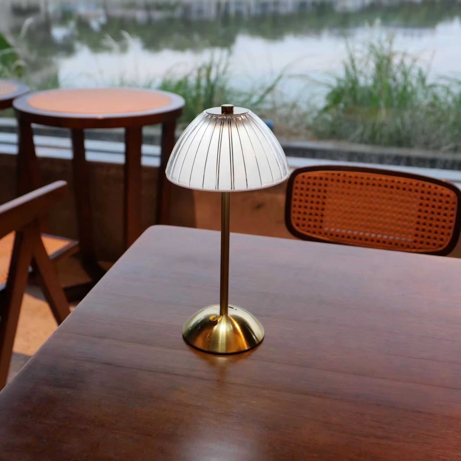 Nordic Vintage Table Lamp Rechargeable Cordless Design with Stepless Brightness Adjustment AC Power Supply Lampe De Table