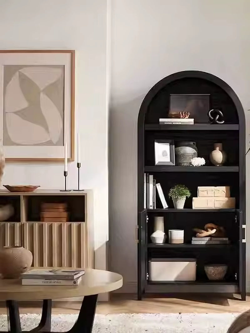 French Modern Durable Distressed Wood Bookcase Bookshelf Living Room Dining Wine Rack Display Storage Cabinet