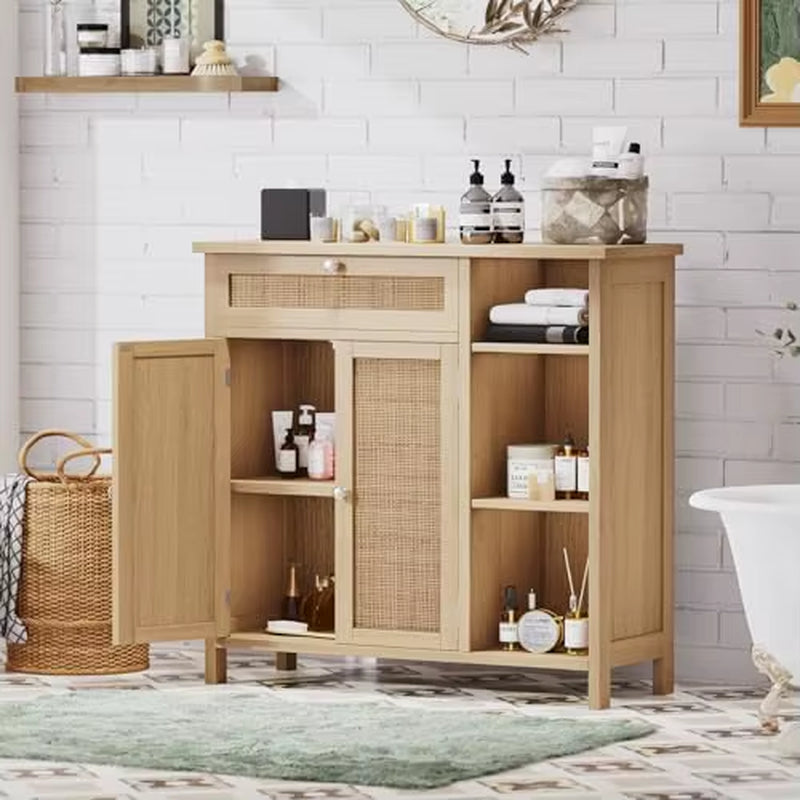 Solid Natural Bathroom Cabinet Adjustable Shelf Kitchen Cupboard Storage for Home Furniture for Apartment Living Room Entryway