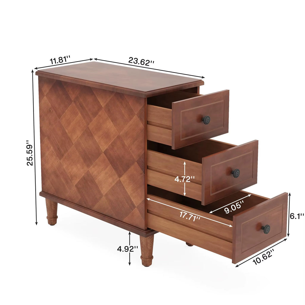 Tribesigns Modern Solid Wood End Table Fully Assembled with Slim Bedside Nightstand Drawers Pre-Assembled Side Table