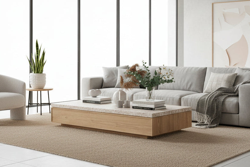 Wholesale Nordic Modern Wooden Indoor Decor Furniture Living Room Travertine Slab Rectangular Coffee Table