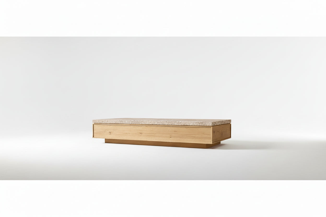 Wholesale Nordic Modern Wooden Indoor Decor Furniture Living Room Travertine Slab Rectangular Coffee Table