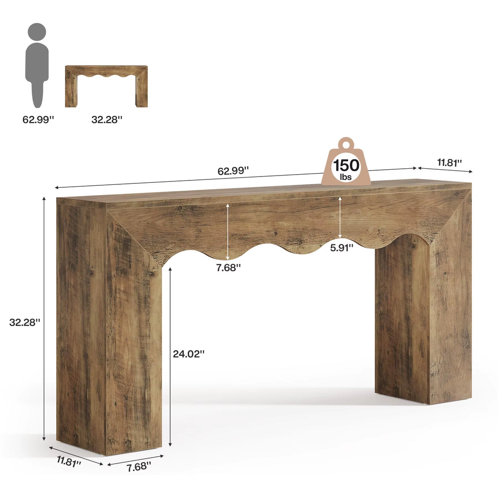 Rustic Wood Console Table Natural Wood Inspired Design Handmade Unique Entryway Decor Bespoke Solid Wood Furniture Gift