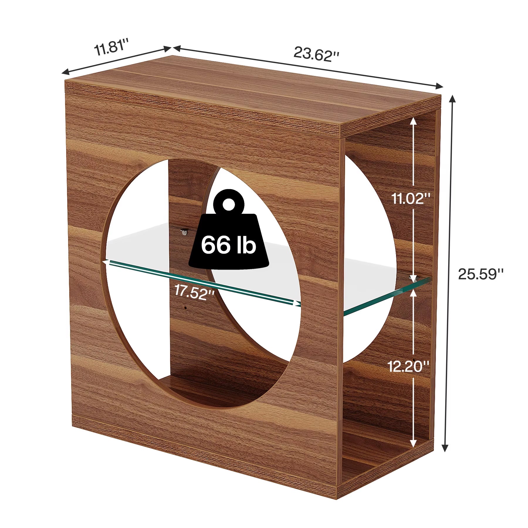 Tribesignss Modern End Table Living Room, 3-Tier Skinny Narrow Sofa Side Table with Adjustable Tempered Glass Storage Shelf