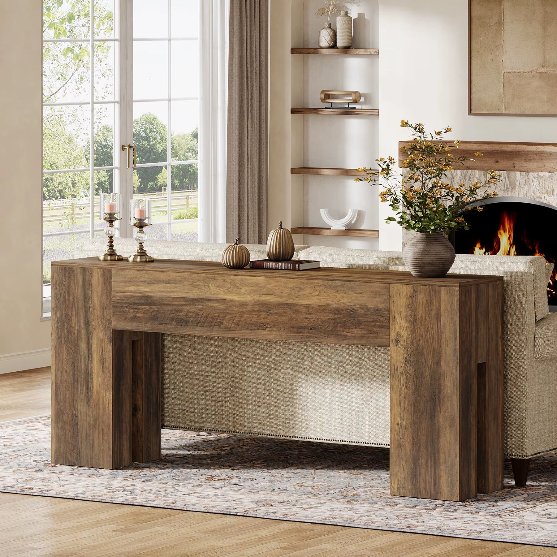 Bien Elegant Modern Console Table with Drum Effect Legs Elegant Long Entryway or Wall Table for Home Office or Apartment