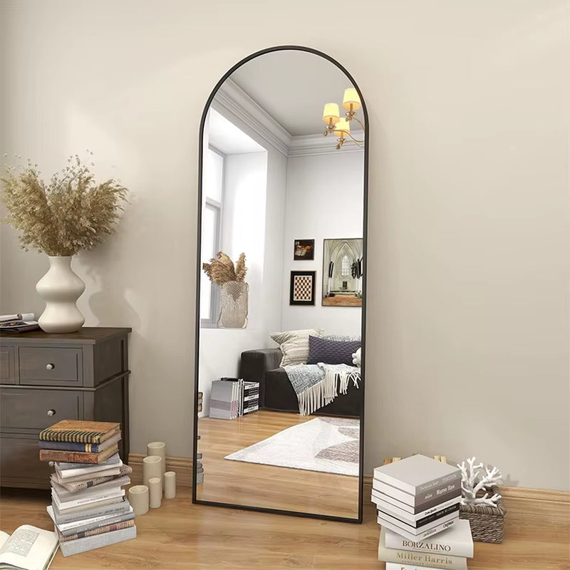 Household Modern Black Big Mirror Furniture Reflective Bedroom Arch Large Floor Mirror
